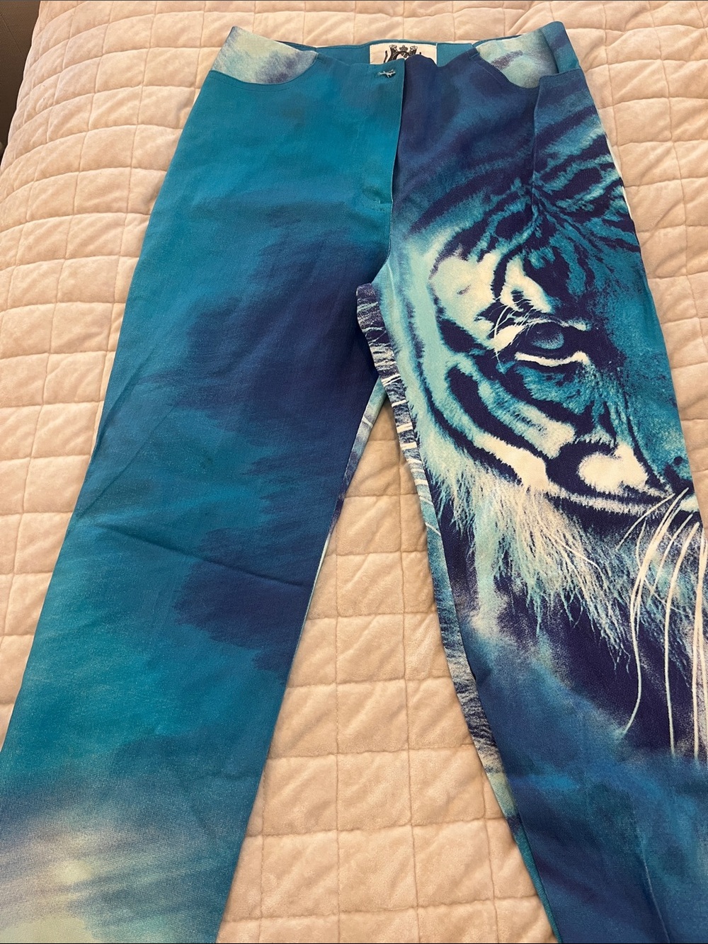 Blue Tiger-Print tiger pants from Paris designer size 2